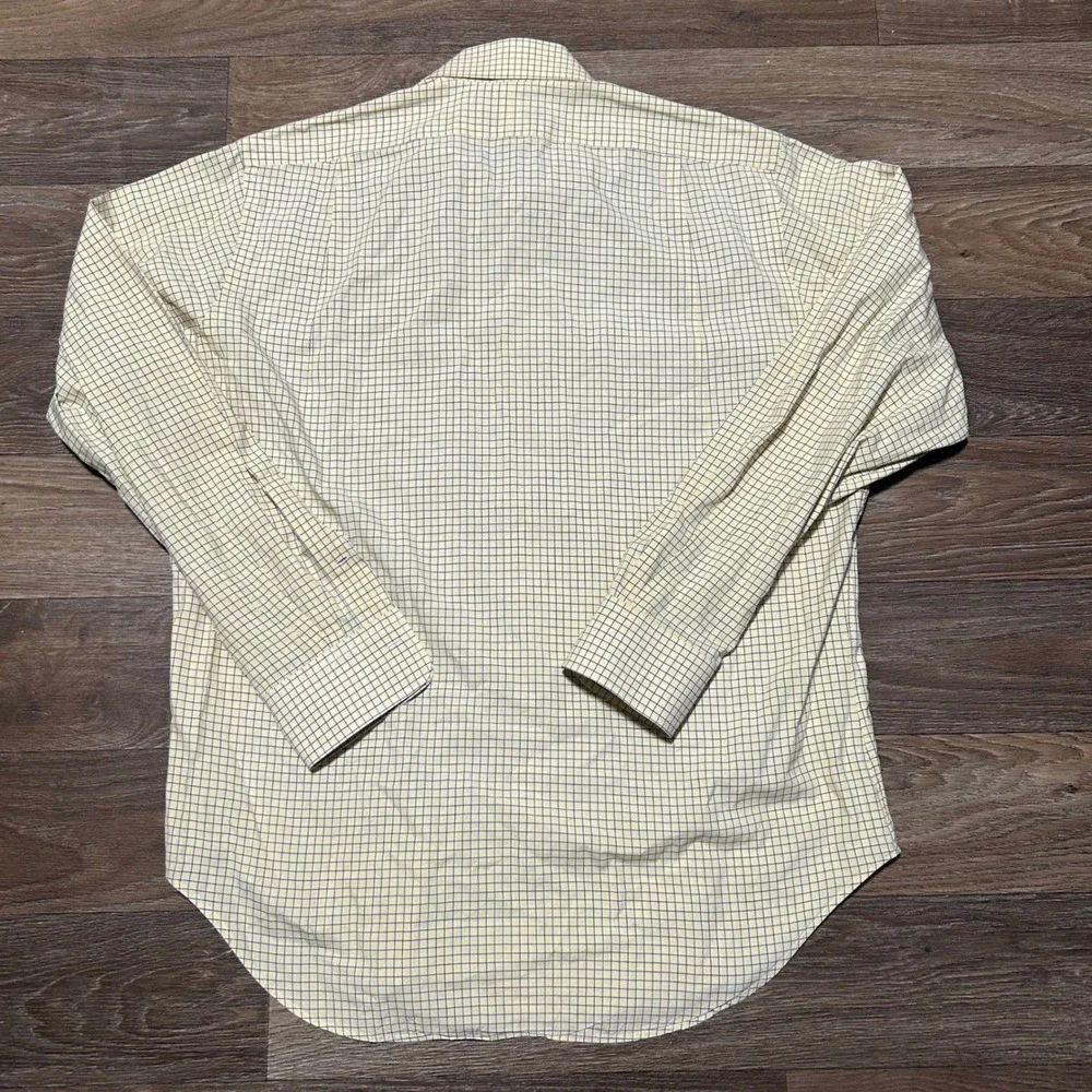 Polo Ralph Lauren Button Down Mens 16 34/35 Yellow Blue Check Spread Collar